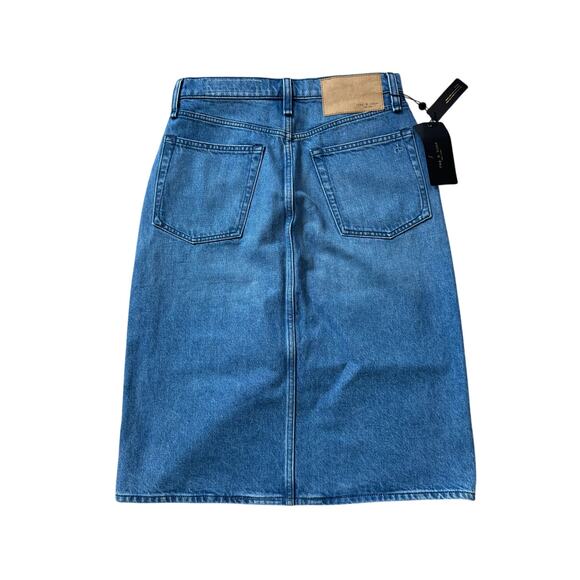 NWT - RAG & BONE Blue Denim Skirt, size 27; Button Fly; POPPY; Vintage High rise - Picture 2 of 14